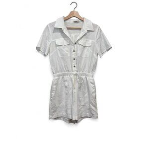 White Linen Collared Romper Size Medium